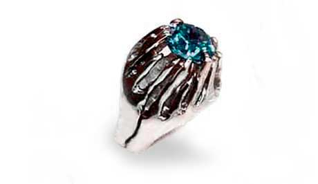 anel em prata e topazio azul